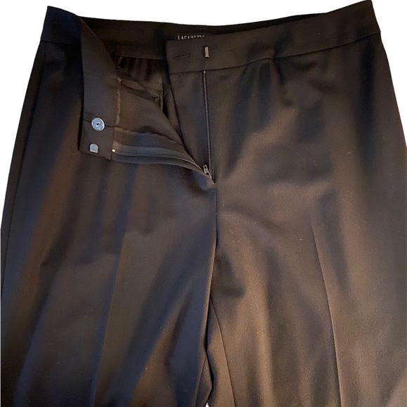 Lafayette 148 Black Virgin Wool Blend Straight Leg Career Trouser Pant Size 10 - Picture 3 of 10